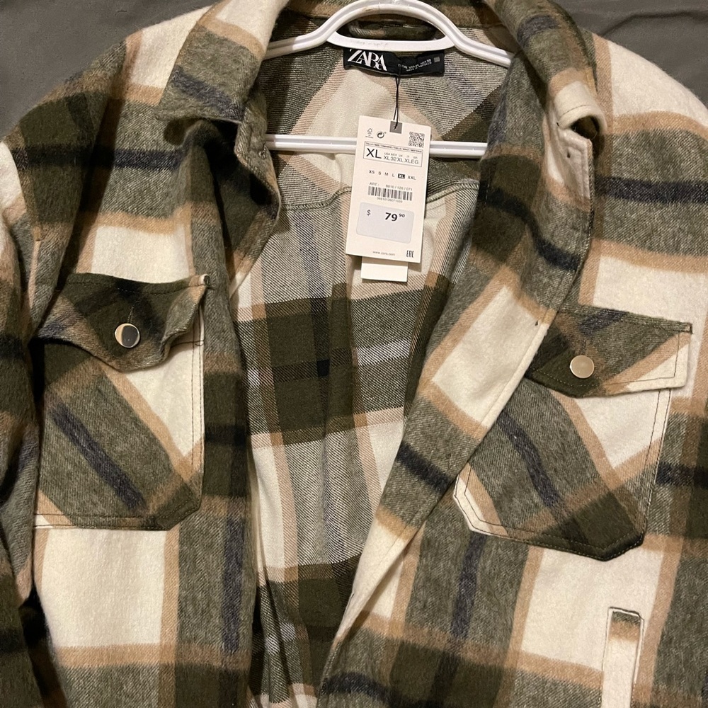 Zara flannel button up plaid shirt